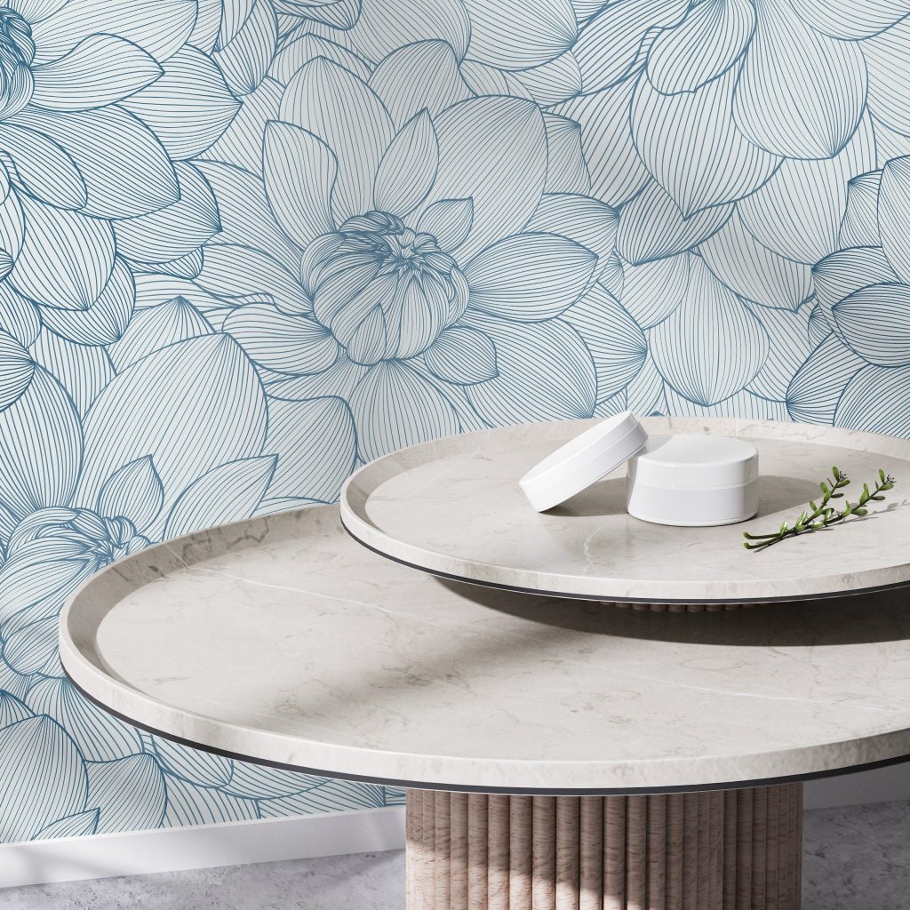 Blue and white wallpaper peel and stick